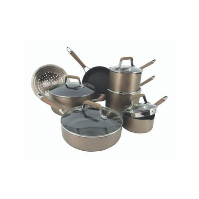 Serary Classic 12-Piece Champagne Bronze Nonstick Aluminum Cookware Set