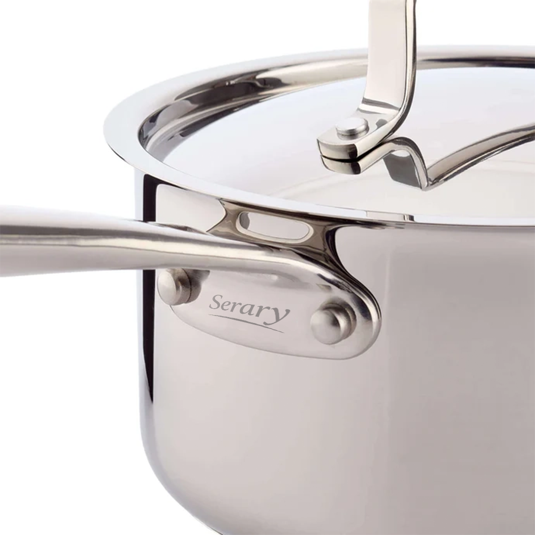 Serary Signature 12-Piece Stainless Steel Cookware Set – Aluminum Core, Induction Compatible