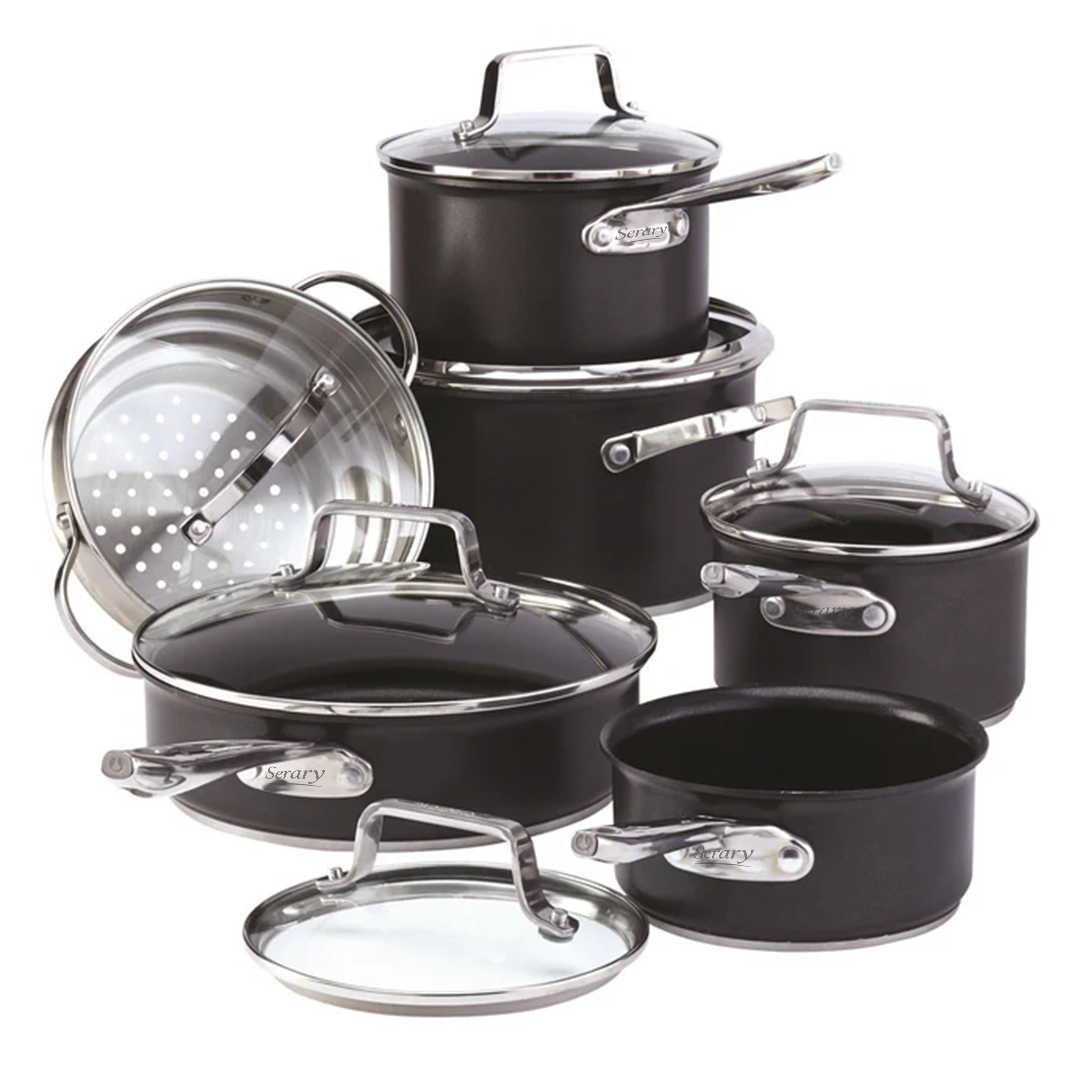 Serary 12-Piece Hard-Anodized Nonstick Cookware Set