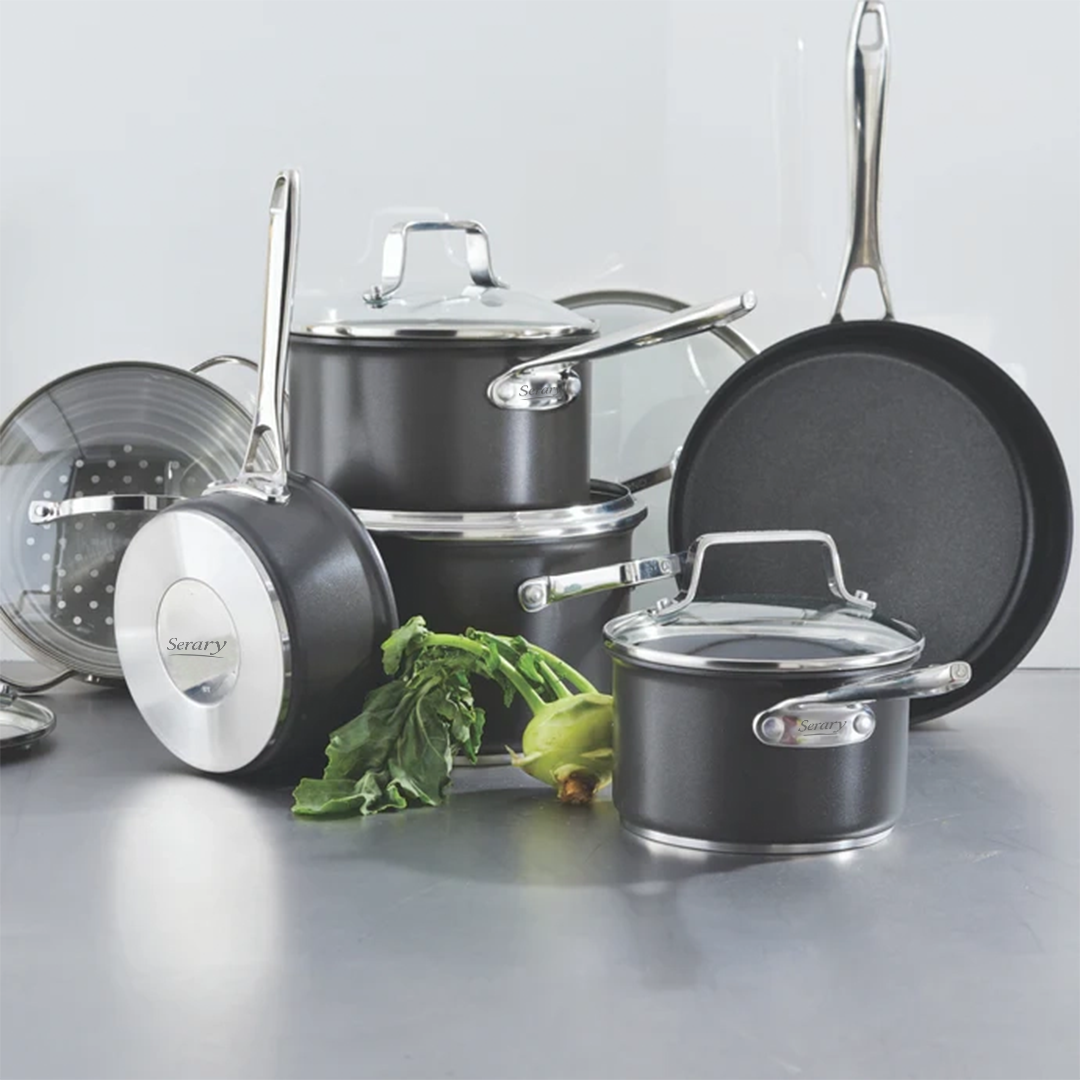 Serary 12-Piece Hard-Anodized Nonstick Cookware Set