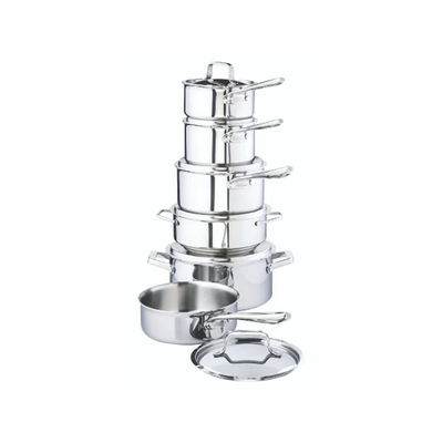 Serary Professional 12-Piece 3-Ply Stainless Steel Cookware Set – Fully Clad, Induction Compatible